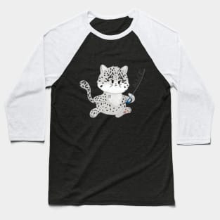 Kawaii Saber Fencing Snow Leopard Baseball T-Shirt